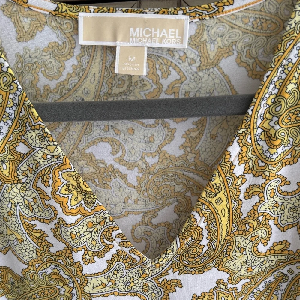Michael Kors Paisley Tunic With Cut-Out Sleeves SZ M